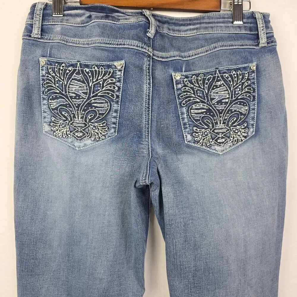 Cato Denim 12P Mid Rise Bootcut Embellished Pocket Jeans
